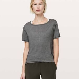 LULULEMON Fall In Place Short Sleeve Tee Heather Black